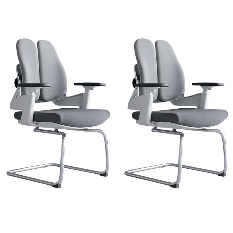 Modern Desk Chair Mesh Computer Chair Mid-Back Chair in Black/Gray Grey 2 Piece Set Casters Not Included Clearhalo 'furn' 'furn_office_chair' 'Furniture' 'Office Chairs' 'Office Furniture' 'office_chair' 6353991