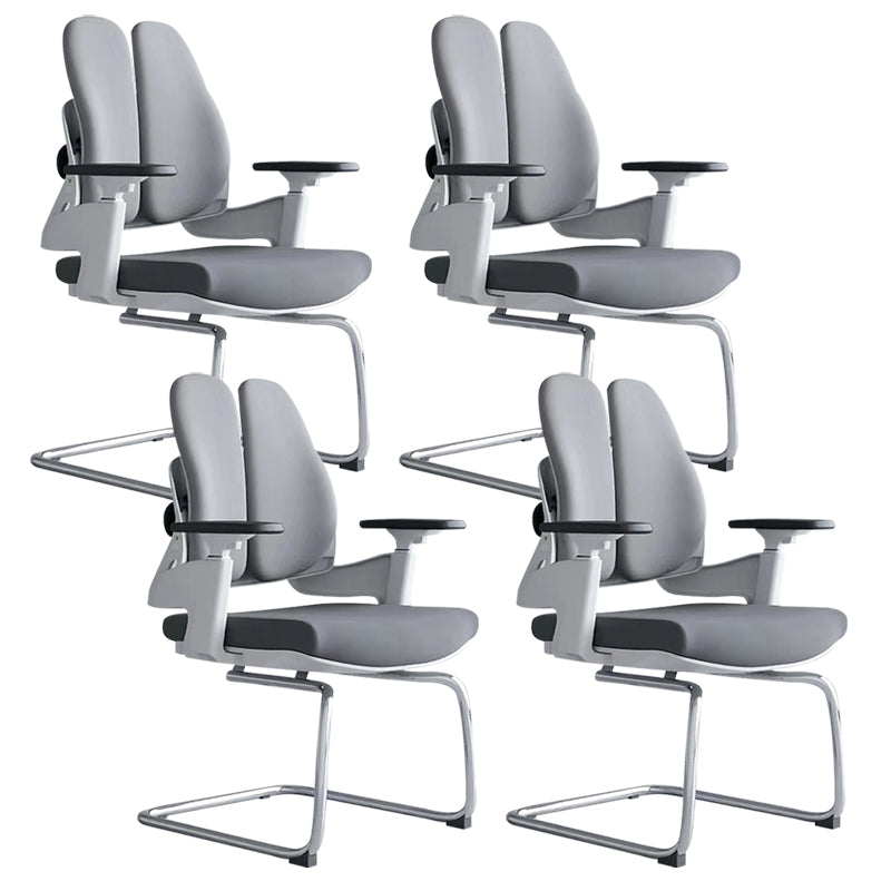 Modern Desk Chair Mesh Computer Chair Mid-Back Chair in Black/Gray Grey 4 Piece Set Casters Not Included Clearhalo 'furn' 'furn_office_chair' 'Furniture' 'Office Chairs' 'Office Furniture' 'office_chair' 6353992