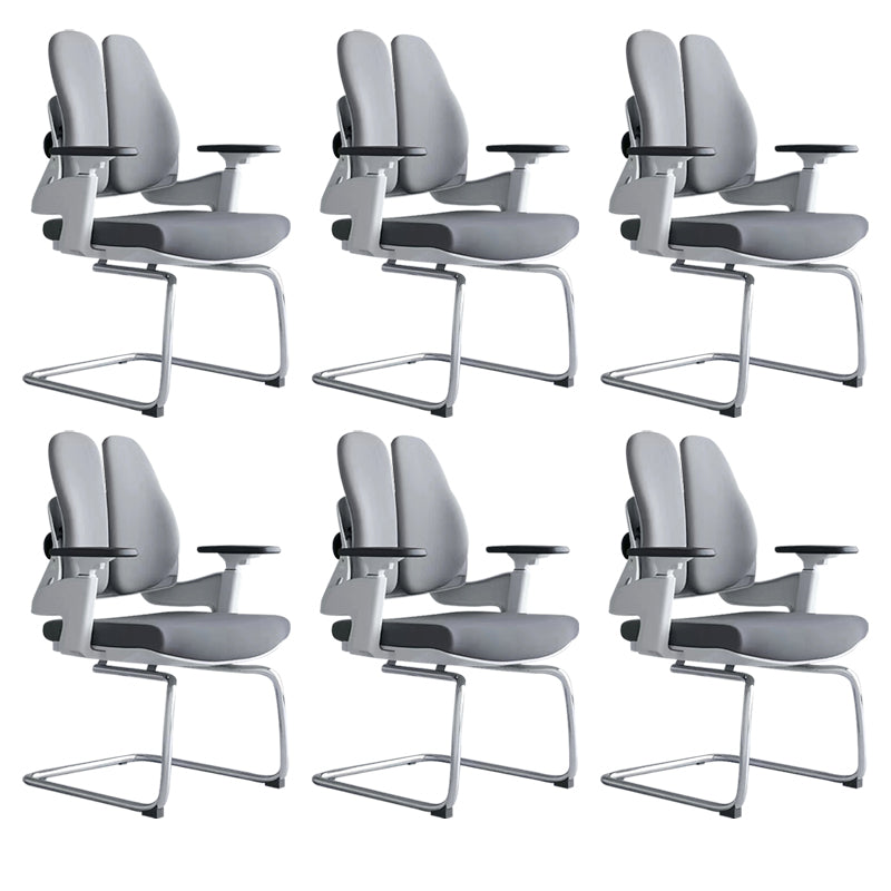 Modern Desk Chair Mesh Computer Chair Mid-Back Chair in Black/Gray Grey 6 Piece Set Casters Not Included Clearhalo 'furn' 'furn_office_chair' 'Furniture' 'Office Chairs' 'Office Furniture' 'office_chair' 6353993