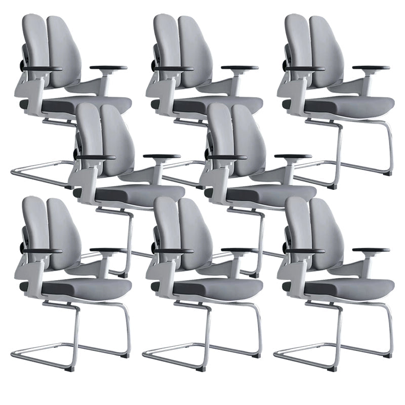 Modern Desk Chair Mesh Computer Chair Mid-Back Chair in Black/Gray Grey 8 Piece Set Casters Not Included Clearhalo 'furn' 'furn_office_chair' 'Furniture' 'Office Chairs' 'Office Furniture' 'office_chair' 6353994