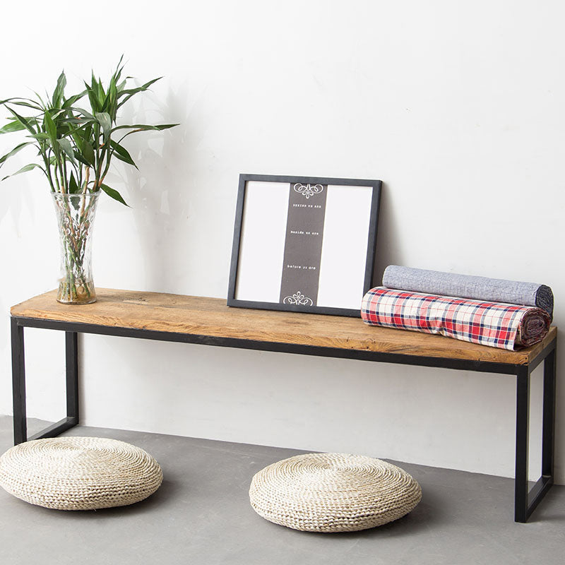 11.7-inch W Modern Seating Bench Solid Wood Metal Solid Color Bench 79"L x 12"W x 18"H Natural Clearhalo 'Benches' 'Chairs & Seating' 'furn' 'furn_benches' 'Furniture' 'Living Room Furniture' 6354153