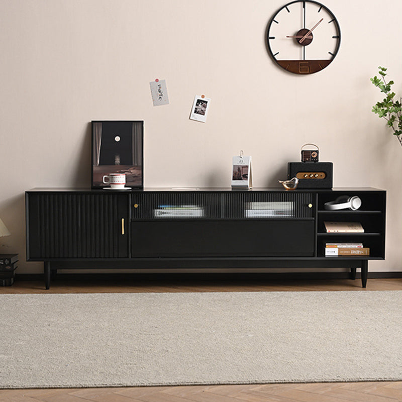 Consola de televisión de madera Consola de medios industriales Soporte de televisión con piernas