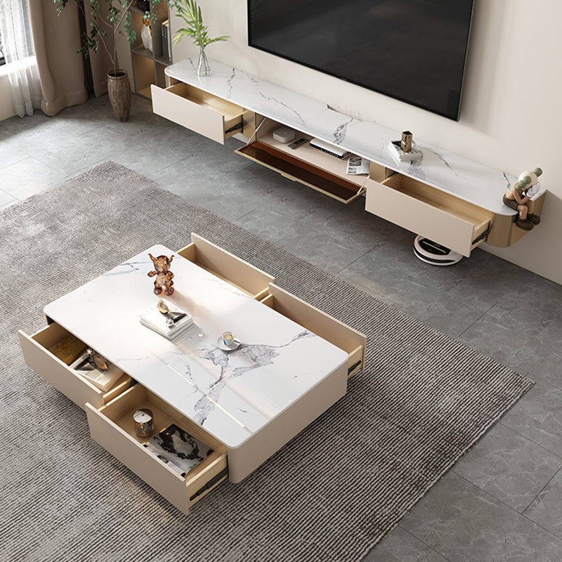 Glam TV Media Stand Enclosed Storage Stone TV Media Console with Drawers Clearhalo 'furn' 'furn_tv_stands_entertainment_centers' 'Furniture' 'Living Room Furniture' 'TV Stands & Entertainment Centers' 'TV Stands & Media Storage Furniture' 'tv_stands_entertainment_centers' 6354232