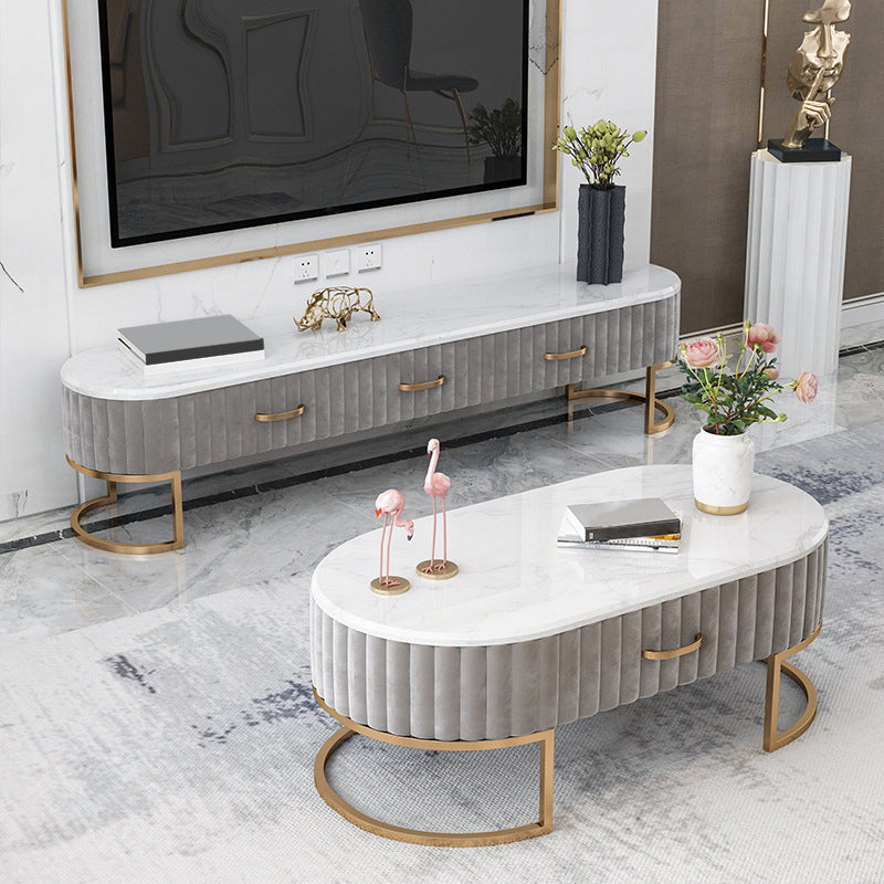 Scandinavian TV Media Console Marble Media Console TV Stand with Drawers Clearhalo 'furn' 'furn_tv_stands_entertainment_centers' 'Furniture' 'Living Room Furniture' 'TV Stands & Entertainment Centers' 'TV Stands & Media Storage Furniture' 'tv_stands_entertainment_centers' 6354298