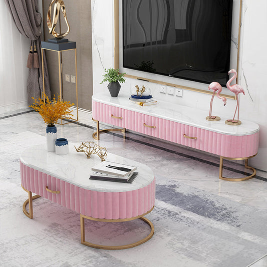 Scandinavian TV Media Console Marble Media Console TV Stand with Drawers Clearhalo 'furn' 'furn_tv_stands_entertainment_centers' 'Furniture' 'Living Room Furniture' 'TV Stands & Entertainment Centers' 'TV Stands & Media Storage Furniture' 'tv_stands_entertainment_centers' 6354307