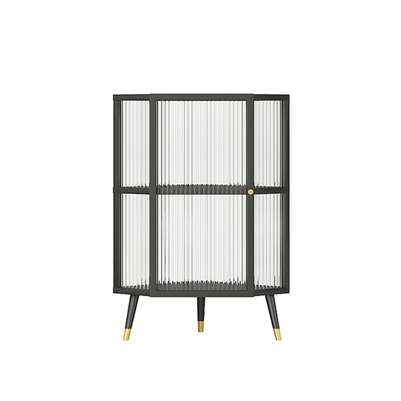 Industrial Curio Cabinet Metal Glass Doors Storage Cabinet with Legs for Living Room 15.7"L x 15.7"W x 29.5"H Black Clearhalo 'Display & China Cabinets' 'display_china_cabinets' 'furn' 'furn_display_china_cabinets' 'Furniture' 'Kitchen & Dining Furniture' 6354464