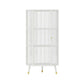 Industrial Curio Cabinet Metal Glass Doors Storage Cabinet with Legs for Living Room 16"L x 16"W x 41"H White Clearhalo 'Display & China Cabinets' 'display_china_cabinets' 'furn' 'furn_display_china_cabinets' 'Furniture' 'Kitchen & Dining Furniture' 6354465