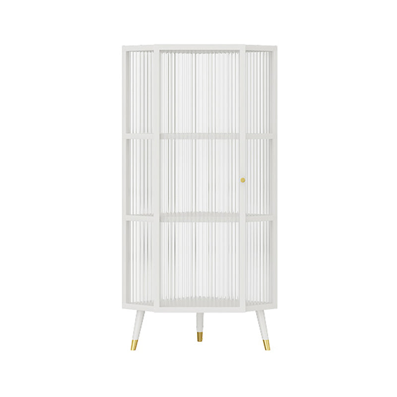 Industrial Curio Cabinet Metal Glass Doors Storage Cabinet with Legs for Living Room 16"L x 16"W x 41"H White Clearhalo 'Display & China Cabinets' 'display_china_cabinets' 'furn' 'furn_display_china_cabinets' 'Furniture' 'Kitchen & Dining Furniture' 6354465