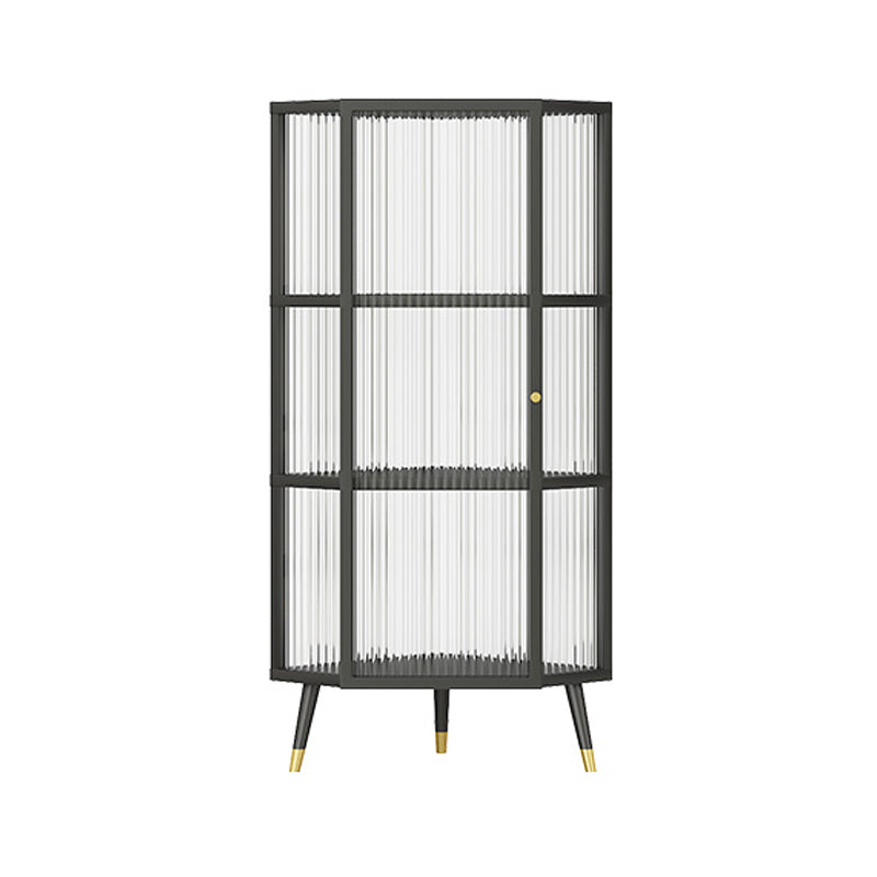 Industrial Curio Cabinet Metal Glass Doors Storage Cabinet with Legs for Living Room 16"L x 16"W x 41"H Black Clearhalo 'Display & China Cabinets' 'display_china_cabinets' 'furn' 'furn_display_china_cabinets' 'Furniture' 'Kitchen & Dining Furniture' 6354467
