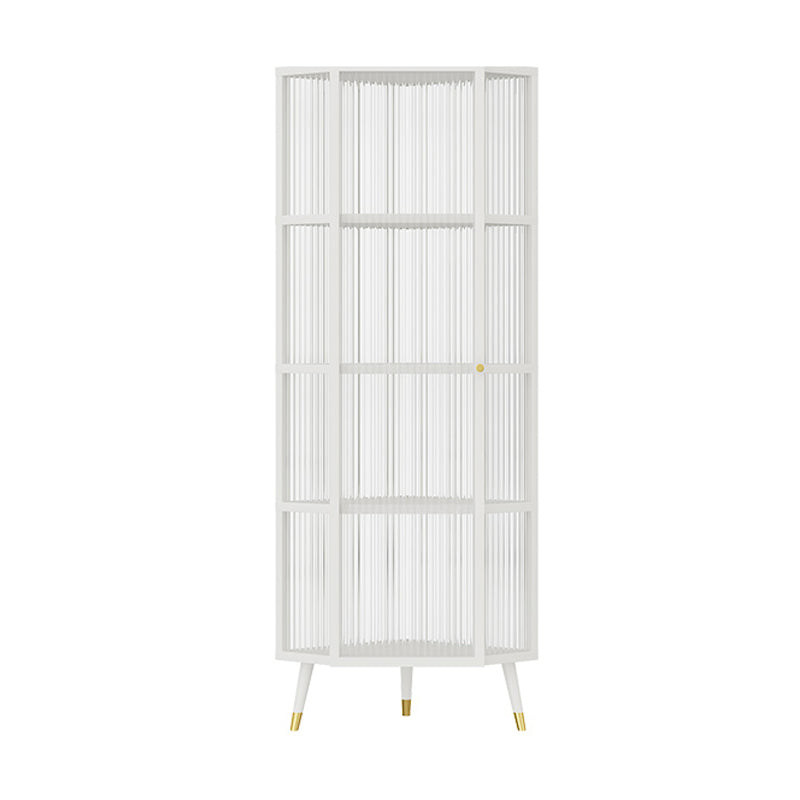 Industrial Curio Cabinet Metal Glass Doors Storage Cabinet with Legs for Living Room 16"L x 16"W x 53"H White Clearhalo 'Display & China Cabinets' 'display_china_cabinets' 'furn' 'furn_display_china_cabinets' 'Furniture' 'Kitchen & Dining Furniture' 6354469