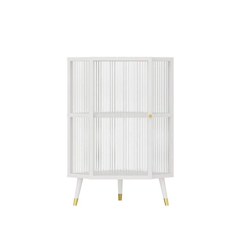 Industrial Curio Cabinet Metal Glass Doors Storage Cabinet with Legs for Living Room 15.7"L x 15.7"W x 29.5"H White Clearhalo 'Display & China Cabinets' 'display_china_cabinets' 'furn' 'furn_display_china_cabinets' 'Furniture' 'Kitchen & Dining Furniture' 6354471
