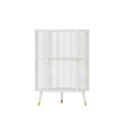Industrial Curio Cabinet Metal Glass Doors Storage Cabinet with Legs for Living Room 15.7"L x 15.7"W x 29.5"H White Clearhalo 'Display & China Cabinets' 'display_china_cabinets' 'furn' 'furn_display_china_cabinets' 'Furniture' 'Kitchen & Dining Furniture' 6354471