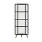 Industrial Curio Cabinet Metal Glass Doors Storage Cabinet with Legs for Living Room 16"L x 16"W x 53"H Black Clearhalo 'Display & China Cabinets' 'display_china_cabinets' 'furn' 'furn_display_china_cabinets' 'Furniture' 'Kitchen & Dining Furniture' 6354472