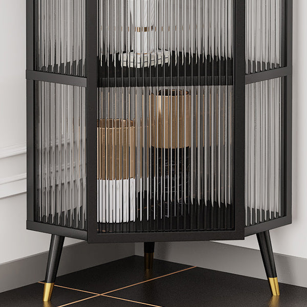 Industrial Curio Cabinet Metal Glass Doors Storage Cabinet with Legs for Living Room Clearhalo 'Display & China Cabinets' 'display_china_cabinets' 'furn' 'furn_display_china_cabinets' 'Furniture' 'Kitchen & Dining Furniture' 6354473