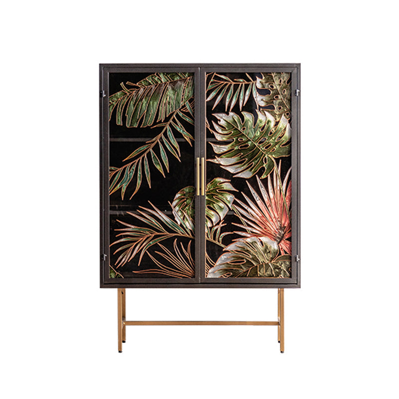 Contemporary Metal Display Stand Glass Doors Display Cabinet for Living Room
