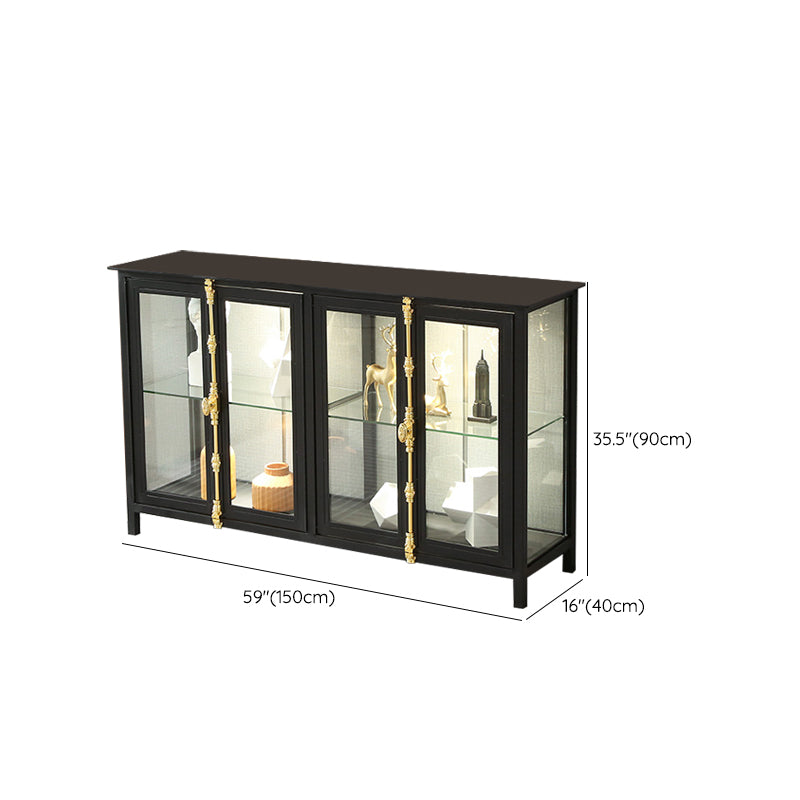 Glam Metal Curio Curio Porte in vetro Visualizzazione dell'armadio