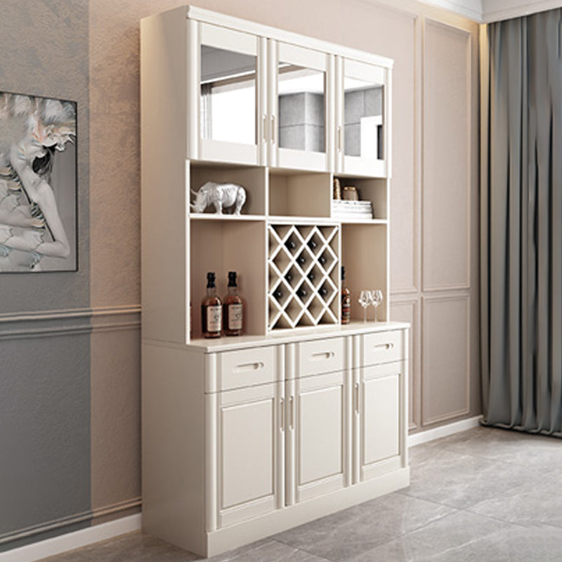 Porte moderne di vetro da sala da pranzo a buffet in legno di gomma con cassetti per soggiorno