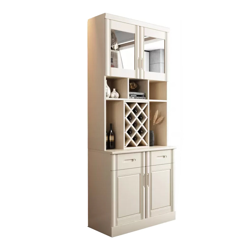 Porte moderne di vetro da sala da pranzo a buffet in legno di gomma con cassetti per soggiorno