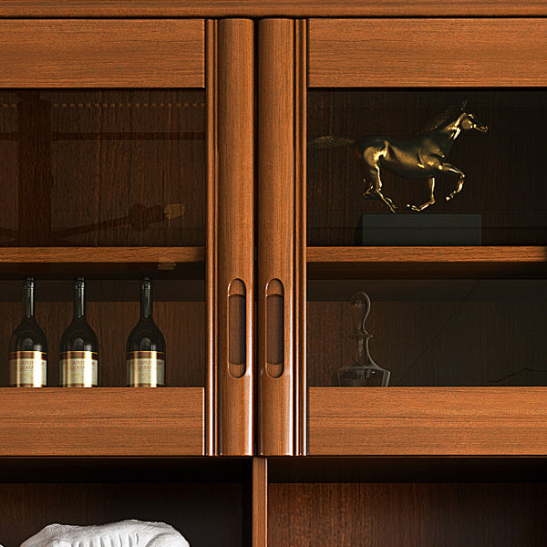 Porte moderne di vetro da sala da pranzo a buffet in legno di gomma con cassetti per soggiorno