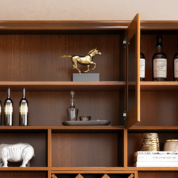 Porte moderne di vetro da sala da pranzo a buffet in legno di gomma con cassetti per soggiorno