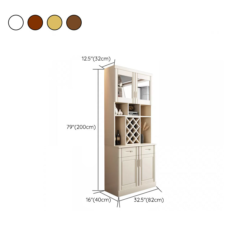 Porte moderne di vetro da sala da pranzo a buffet in legno di gomma con cassetti per soggiorno