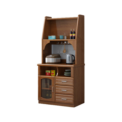 Modern Dining Hutch Glass Doors Rubberwood Hutch Buffet for Living Room 39"L x 16"W x 69"H Upper & Lower Cabinets