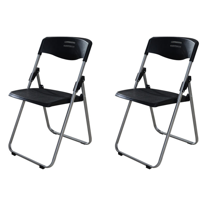 Modern Desk Chair Plastic Computer Chair Mid-Back Chair No Wheels Black 2 Piece Set Clearhalo 'furn' 'furn_office_chair' 'Furniture' 'Office Chairs' 'Office Furniture' 'office_chair' 6354572
