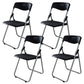 Modern Desk Chair Plastic Computer Chair Mid-Back Chair No Wheels Black 4 Piece Set Clearhalo 'furn' 'furn_office_chair' 'Furniture' 'Office Chairs' 'Office Furniture' 'office_chair' 6354575