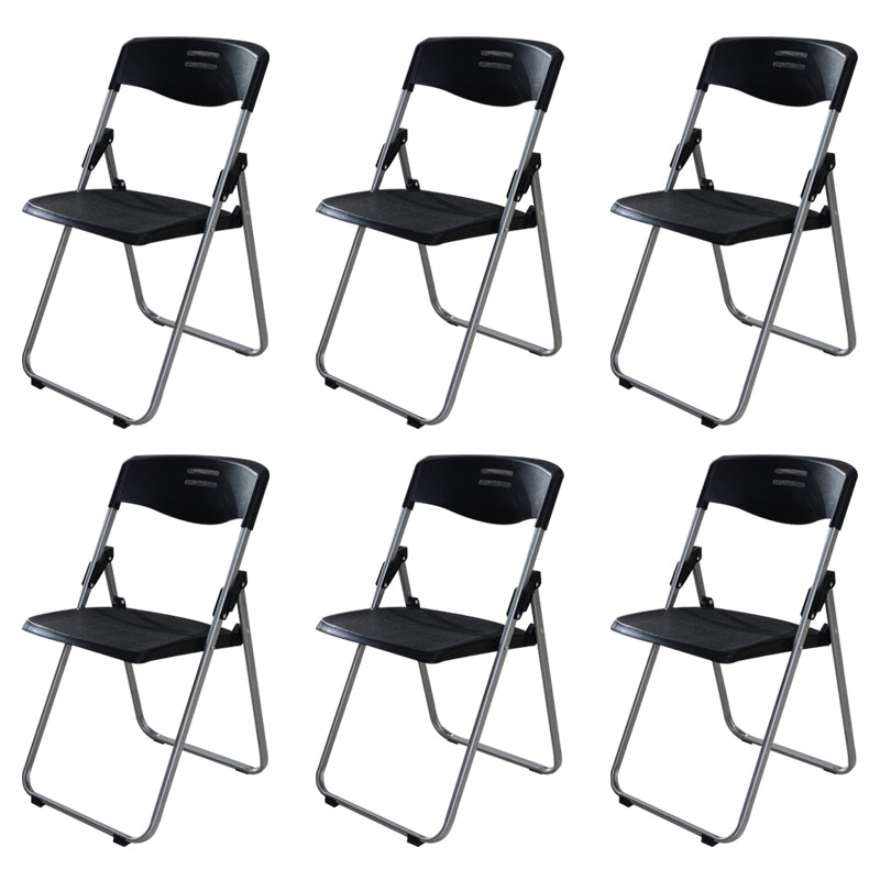 Modern Desk Chair Plastic Computer Chair Mid-Back Chair No Wheels Black 6 Piece Set Clearhalo 'furn' 'furn_office_chair' 'Furniture' 'Office Chairs' 'Office Furniture' 'office_chair' 6354577