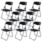 Modern Desk Chair Plastic Computer Chair Mid-Back Chair No Wheels Black 8 Piece Set Clearhalo 'furn' 'furn_office_chair' 'Furniture' 'Office Chairs' 'Office Furniture' 'office_chair' 6354578