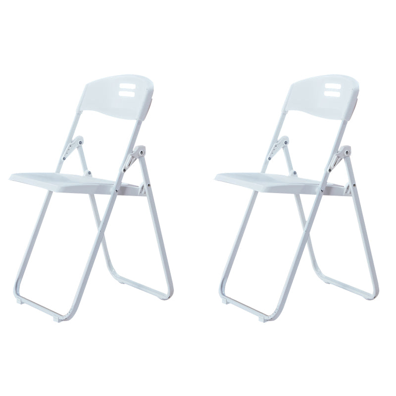 Modern Desk Chair Plastic Computer Chair Mid-Back Chair No Wheels White 2 Piece Set Clearhalo 'furn' 'furn_office_chair' 'Furniture' 'Office Chairs' 'Office Furniture' 'office_chair' 6354582