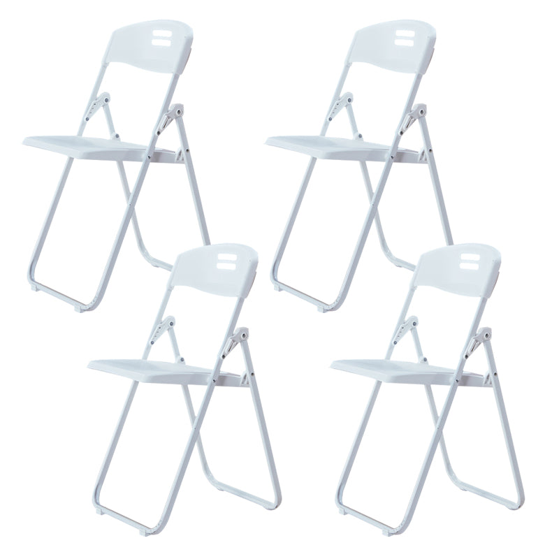 Modern Desk Chair Plastic Computer Chair Mid-Back Chair No Wheels White 4 Piece Set Clearhalo 'furn' 'furn_office_chair' 'Furniture' 'Office Chairs' 'Office Furniture' 'office_chair' 6354585