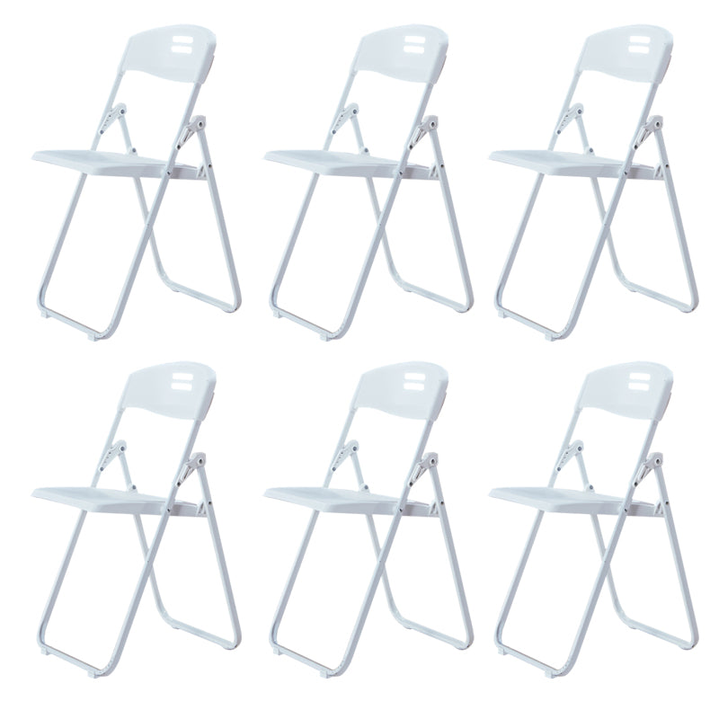 Modern Desk Chair Plastic Computer Chair Mid-Back Chair No Wheels White 6 Piece Set Clearhalo 'furn' 'furn_office_chair' 'Furniture' 'Office Chairs' 'Office Furniture' 'office_chair' 6354586