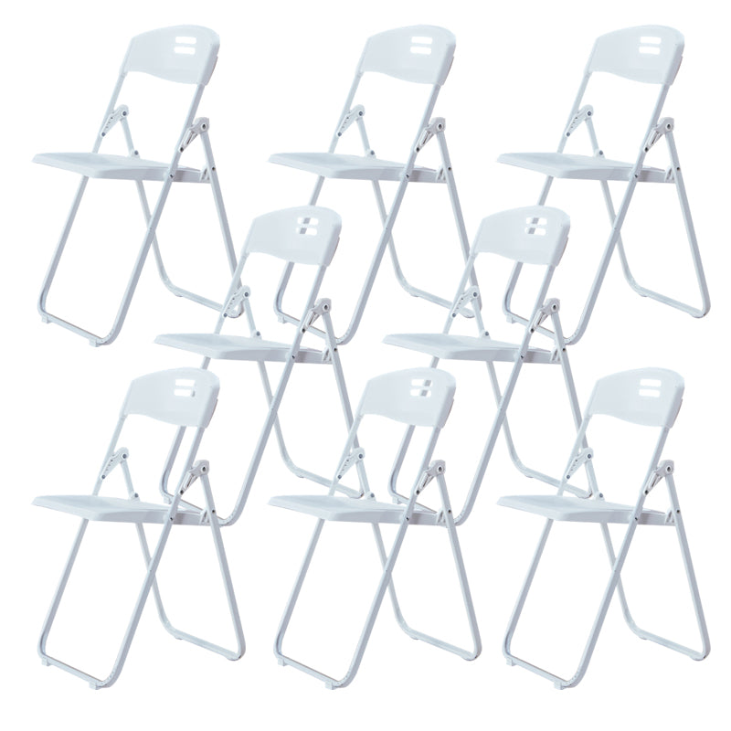 Modern Desk Chair Plastic Computer Chair Mid-Back Chair No Wheels White 8 Piece Set Clearhalo 'furn' 'furn_office_chair' 'Furniture' 'Office Chairs' 'Office Furniture' 'office_chair' 6354588