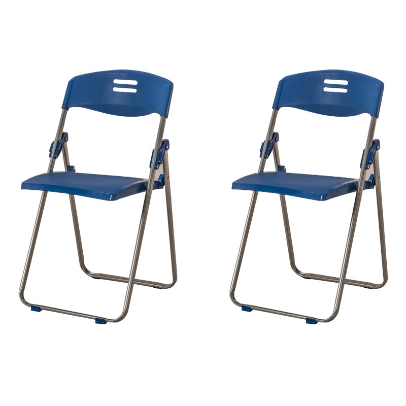 Modern Desk Chair Plastic Computer Chair Mid-Back Chair No Wheels Blue 2 Piece Set Clearhalo 'furn' 'furn_office_chair' 'Furniture' 'Office Chairs' 'Office Furniture' 'office_chair' 6354590