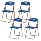 Modern Desk Chair Plastic Computer Chair Mid-Back Chair No Wheels Blue 4 Piece Set Clearhalo 'furn' 'furn_office_chair' 'Furniture' 'Office Chairs' 'Office Furniture' 'office_chair' 6354591
