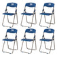 Modern Desk Chair Plastic Computer Chair Mid-Back Chair No Wheels Blue 6 Piece Set Clearhalo 'furn' 'furn_office_chair' 'Furniture' 'Office Chairs' 'Office Furniture' 'office_chair' 6354592