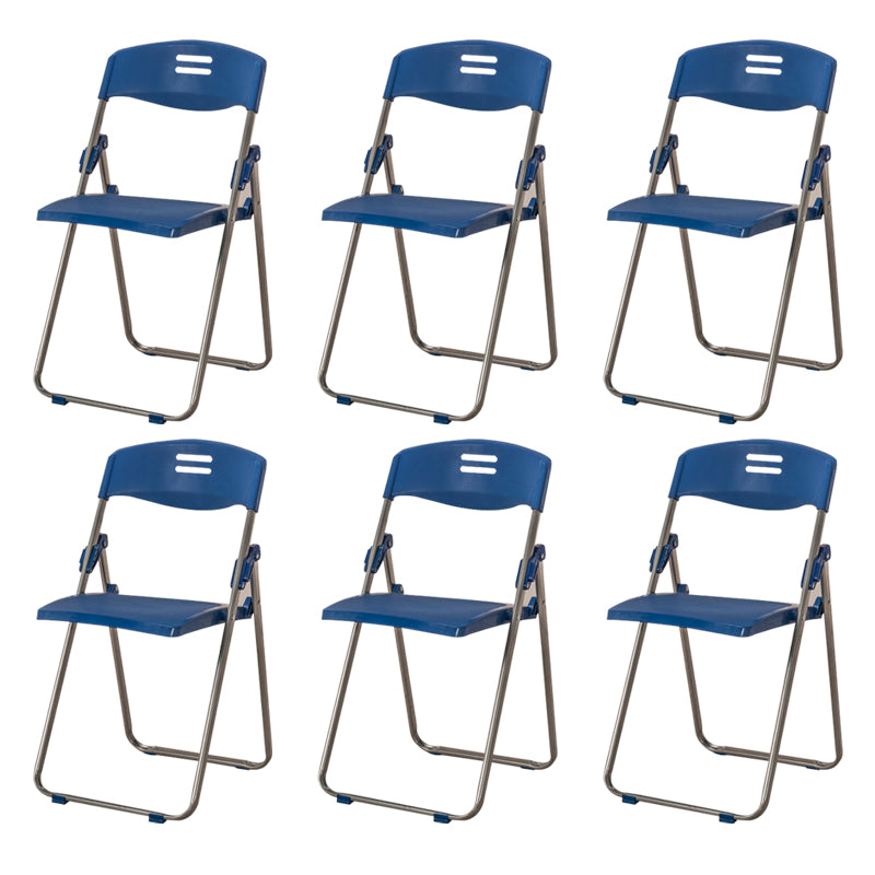 Modern Desk Chair Plastic Computer Chair Mid-Back Chair No Wheels Blue 6 Piece Set Clearhalo 'furn' 'furn_office_chair' 'Furniture' 'Office Chairs' 'Office Furniture' 'office_chair' 6354592