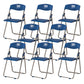Modern Desk Chair Plastic Computer Chair Mid-Back Chair No Wheels Blue 8 Piece Set Clearhalo 'furn' 'furn_office_chair' 'Furniture' 'Office Chairs' 'Office Furniture' 'office_chair' 6354593