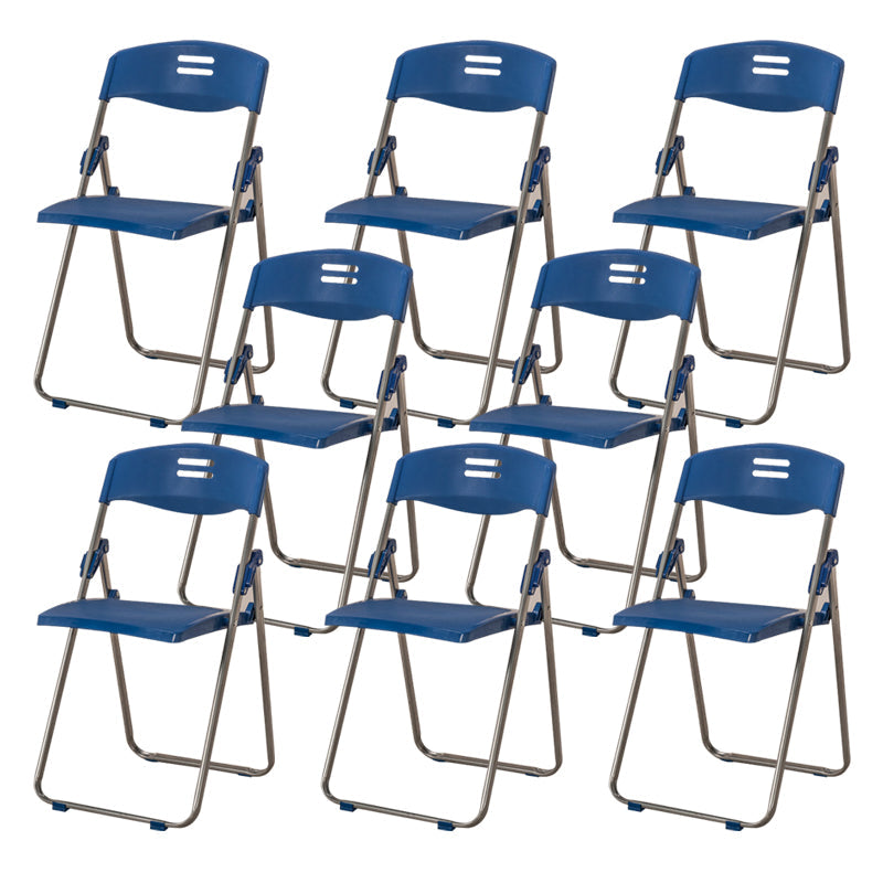 Modern Desk Chair Plastic Computer Chair Mid-Back Chair No Wheels Blue 8 Piece Set Clearhalo 'furn' 'furn_office_chair' 'Furniture' 'Office Chairs' 'Office Furniture' 'office_chair' 6354593