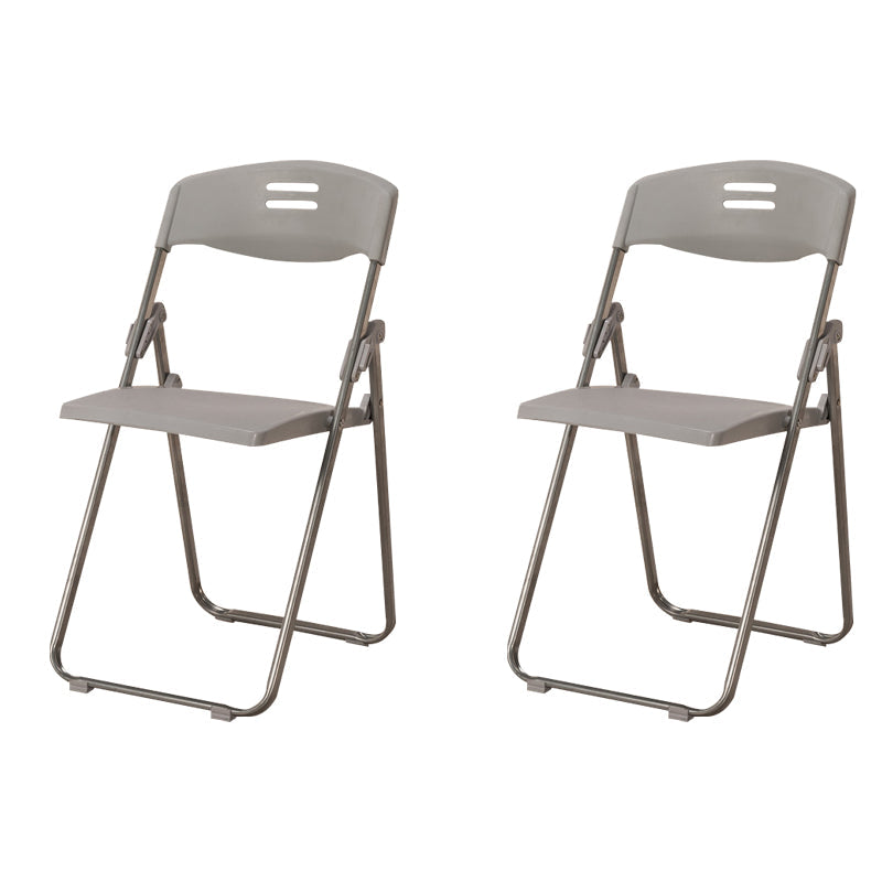 Modern Desk Chair Plastic Computer Chair Mid-Back Chair No Wheels Gray-White 2 Piece Set Clearhalo 'furn' 'furn_office_chair' 'Furniture' 'Office Chairs' 'Office Furniture' 'office_chair' 6354595
