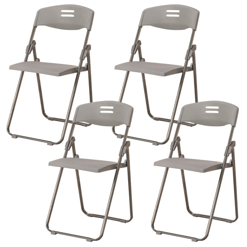 Modern Desk Chair Plastic Computer Chair Mid-Back Chair No Wheels Gray-White 4 Piece Set Clearhalo 'furn' 'furn_office_chair' 'Furniture' 'Office Chairs' 'Office Furniture' 'office_chair' 6354596