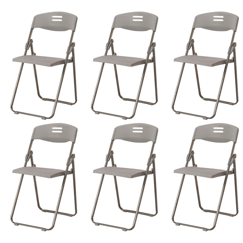 Modern Desk Chair Plastic Computer Chair Mid-Back Chair No Wheels Gray-White 6 Piece Set Clearhalo 'furn' 'furn_office_chair' 'Furniture' 'Office Chairs' 'Office Furniture' 'office_chair' 6354597