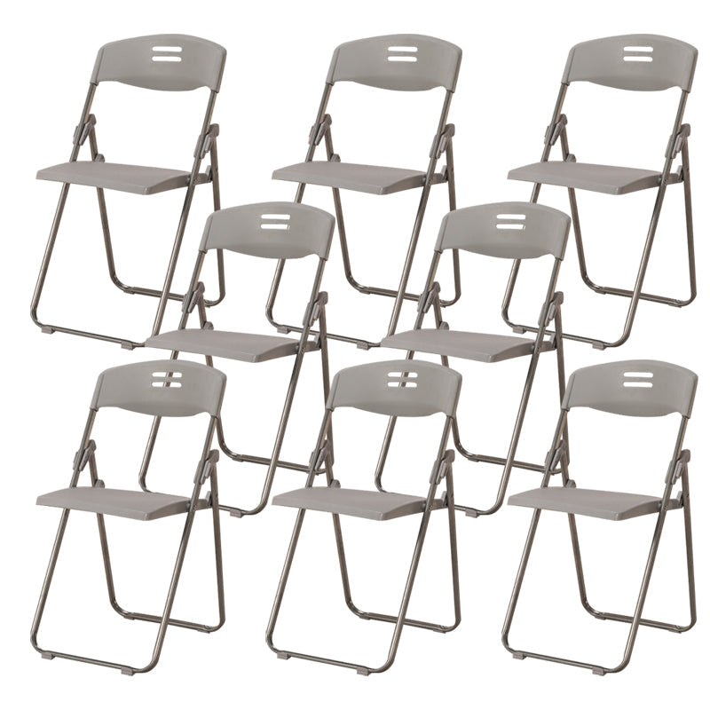 Modern Desk Chair Plastic Computer Chair Mid-Back Chair No Wheels Gray-White 8 Piece Set Clearhalo 'furn' 'furn_office_chair' 'Furniture' 'Office Chairs' 'Office Furniture' 'office_chair' 6354598