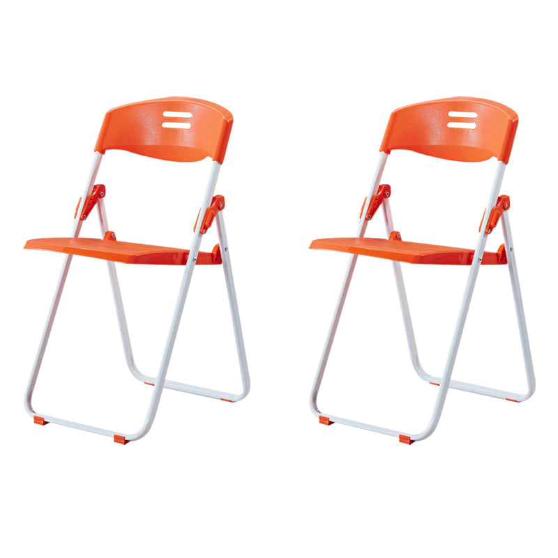 Modern Desk Chair Plastic Computer Chair Mid-Back Chair No Wheels Orange 2 Piece Set Clearhalo 'furn' 'furn_office_chair' 'Furniture' 'Office Chairs' 'Office Furniture' 'office_chair' 6354600