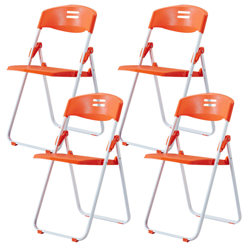 Modern Desk Chair Plastic Computer Chair Mid-Back Chair No Wheels Orange 4 Piece Set Clearhalo 'furn' 'furn_office_chair' 'Furniture' 'Office Chairs' 'Office Furniture' 'office_chair' 6354601
