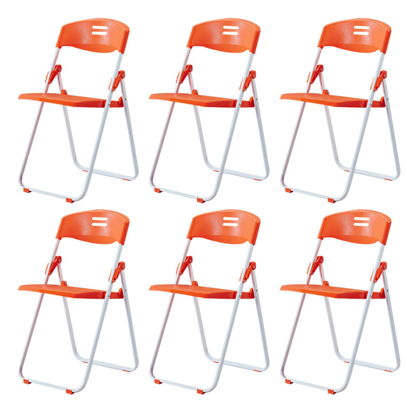 Modern Desk Chair Plastic Computer Chair Mid-Back Chair No Wheels Orange 6 Piece Set Clearhalo 'furn' 'furn_office_chair' 'Furniture' 'Office Chairs' 'Office Furniture' 'office_chair' 6354602