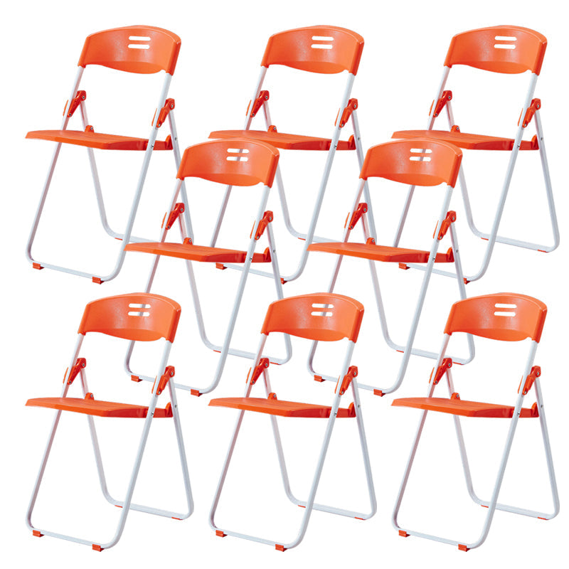 Modern Desk Chair Plastic Computer Chair Mid-Back Chair No Wheels Orange 8 Piece Set Clearhalo 'furn' 'furn_office_chair' 'Furniture' 'Office Chairs' 'Office Furniture' 'office_chair' 6354603