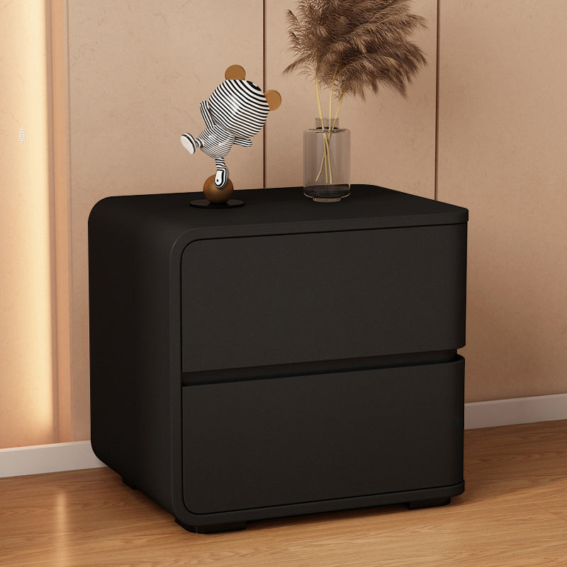 Contemporary Bed Nightstand Solid Wood Bedside Cabinet with 2 Drawers