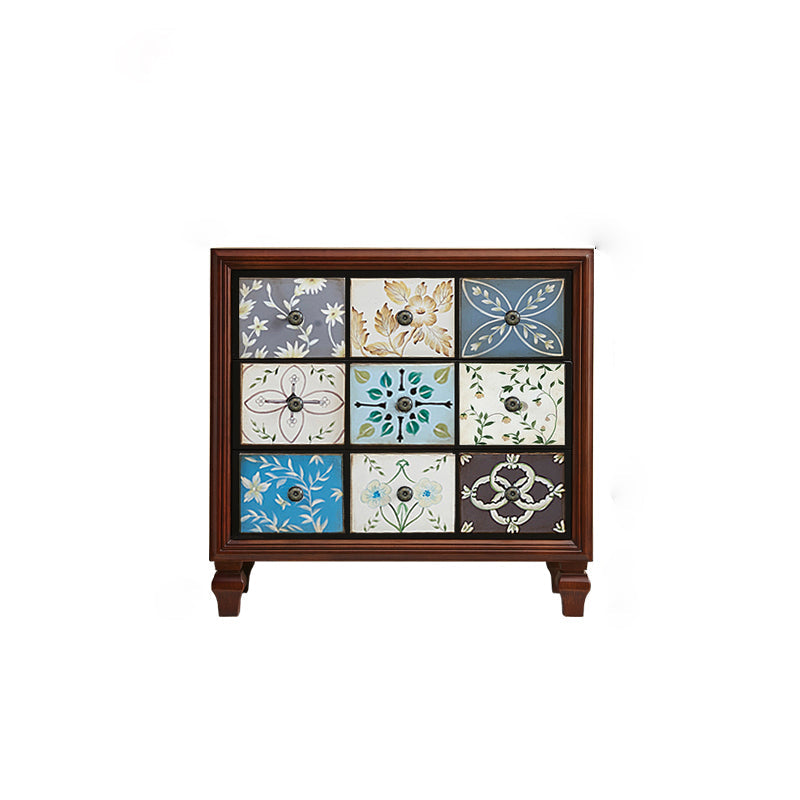 American Traditional Wooden Chest Home Storage Chest with Drawers 35"L x 16.5"W x 35"H Blue-Brown Clearhalo 'Bedroom Furniture' 'Dressers & Chests' 'dressers_chests' 'furn' 'furn_dressers_chests' 'Furniture' 6355118